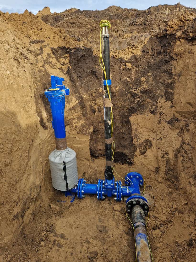 Osazený podzemní hydrant a armatury na vodovodním řadu